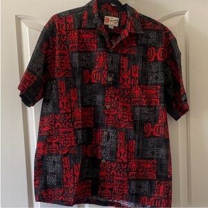 THE HAWAIIAN Red and Black Patterned Men's Shirt. Size XL